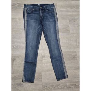 Bob Timberlake Women's Tweed Tuxedo Stripe‎ Tapered Denim Blue Jeans Size 6